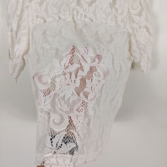 Anthropologie Cream Lace Shirt Women's XS - Picture 9 of 10